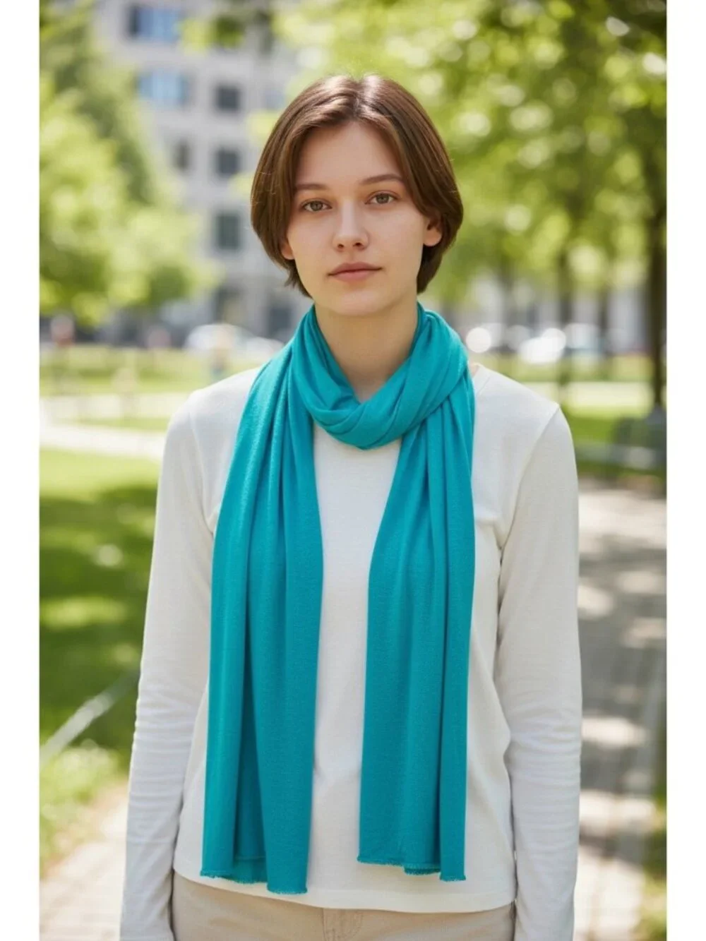 Gap Y2K Jersey Knit Scarf Turquoise Blue One Size Minimalist Spring Coastal Boho